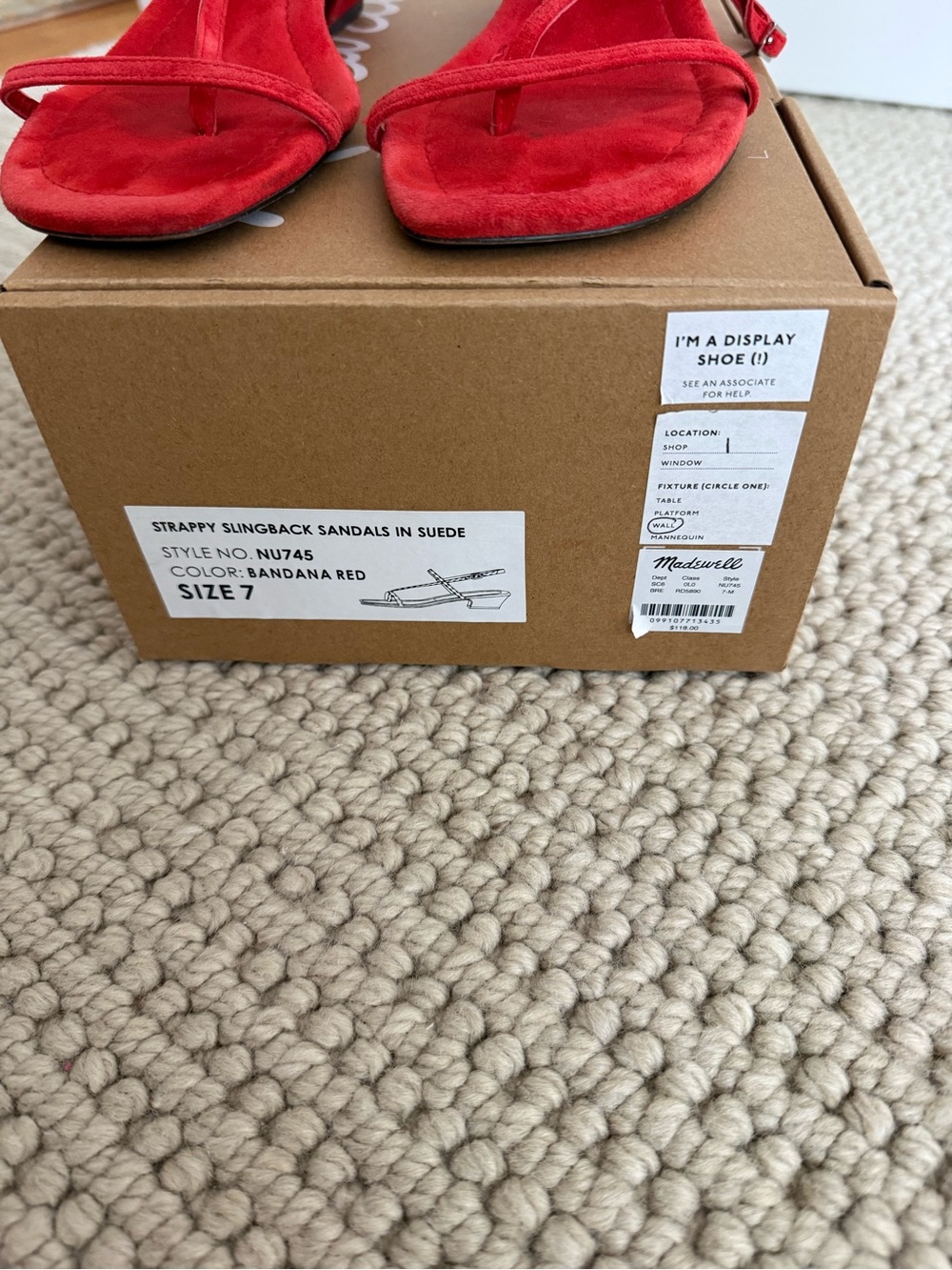Madewell Maycie asymmetric t-strap low-heel red suede sandals - Picture 6 of 6